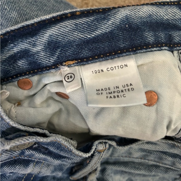 GRLFRND WOMEN'S BLUE TWO TONE COTTON STRAIGHT-LEG HELENA JEANS Size 26 - Picture 3 of 7